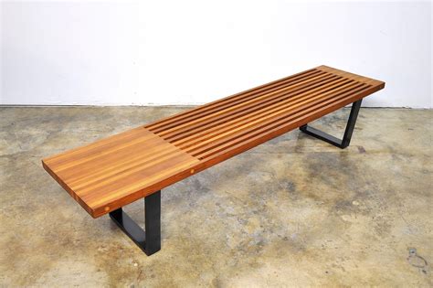 nelson wood slatted bench.